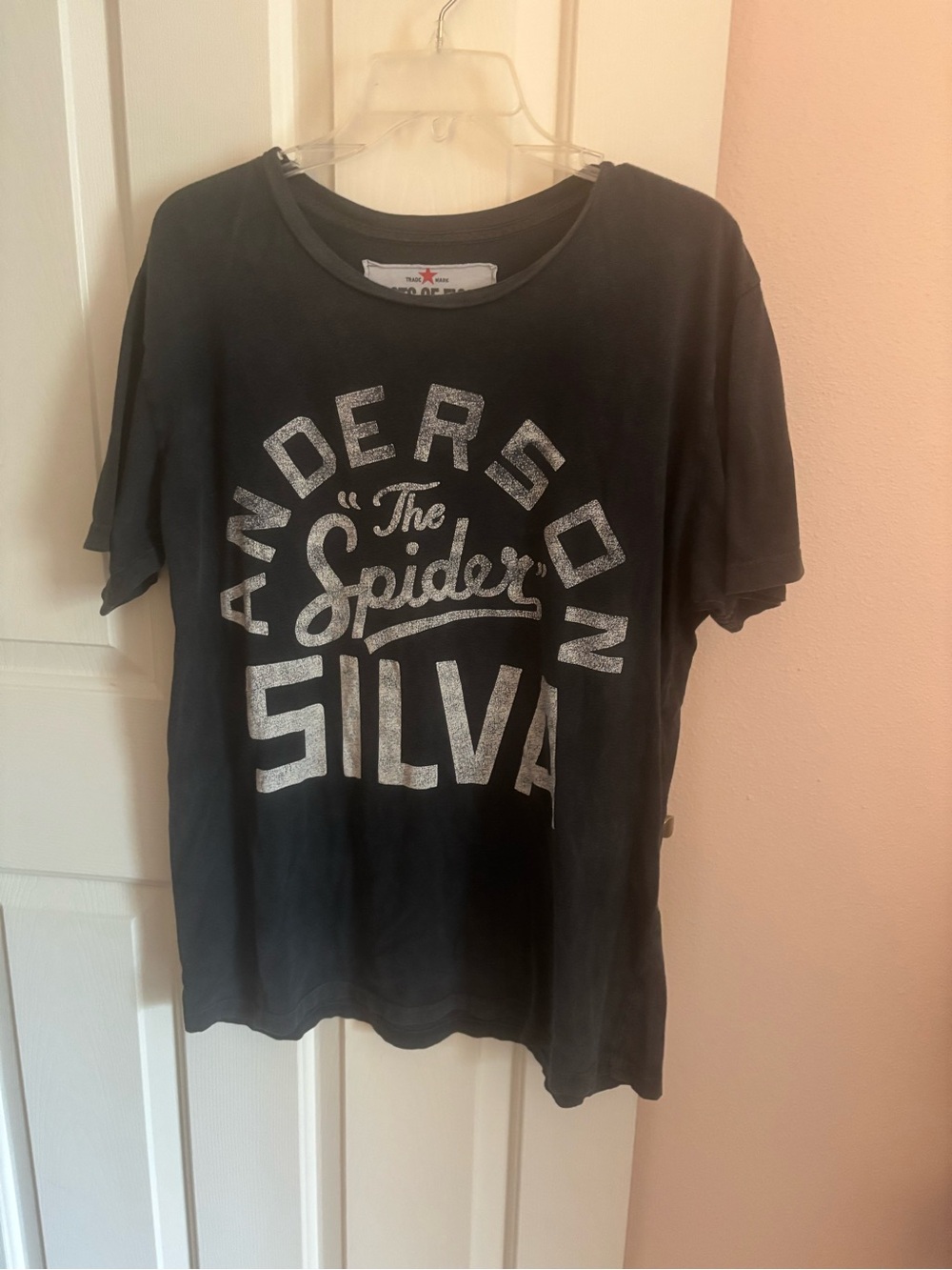Black Short Sleeve Graphic Tee with Silver Print